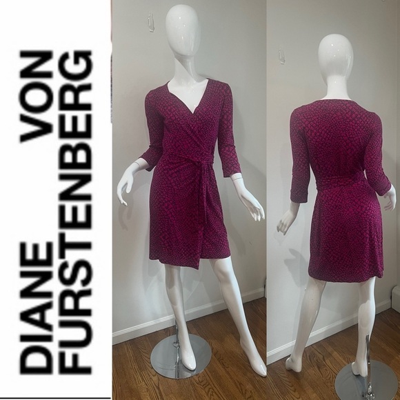 Diane Von Furstenberg New Julian Two Wrap Dress Snake Dot - Picture 1 of 8